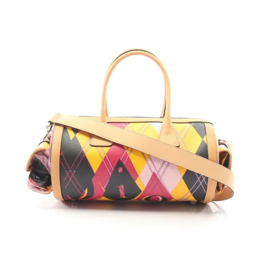 Christian Dior Handbag Canvas Leather Brown Multicolor